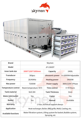 limpiador ultrasónico industrial de la capacidad grande 2400L para la máquina de la extracción del petróleo